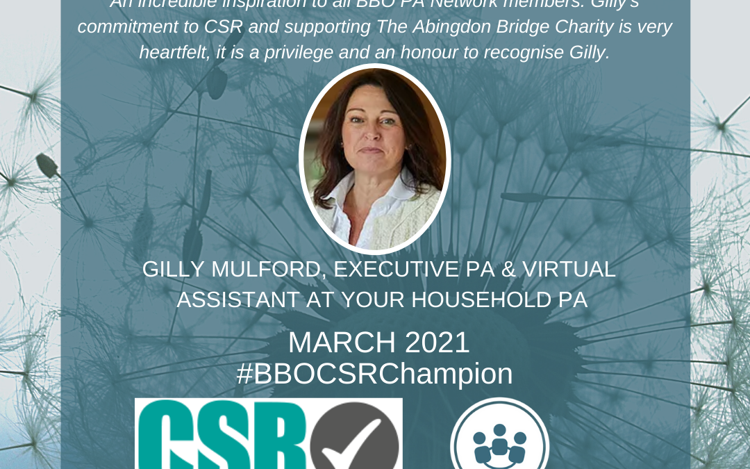 #BBOCSRChampion – March 2021 – Gilly Mulford, Your Household PA
