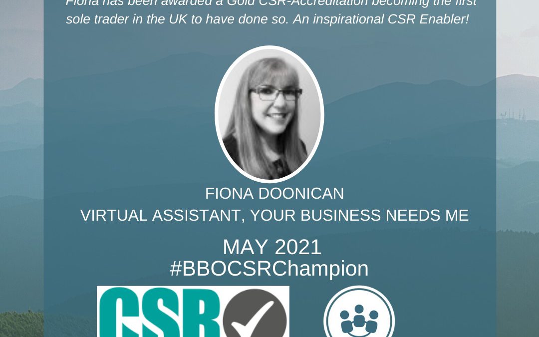 #BBOCSRChampion – May 2021 – Fiona Doonican, Virtual Assistant ‘Your Business Needs Me’